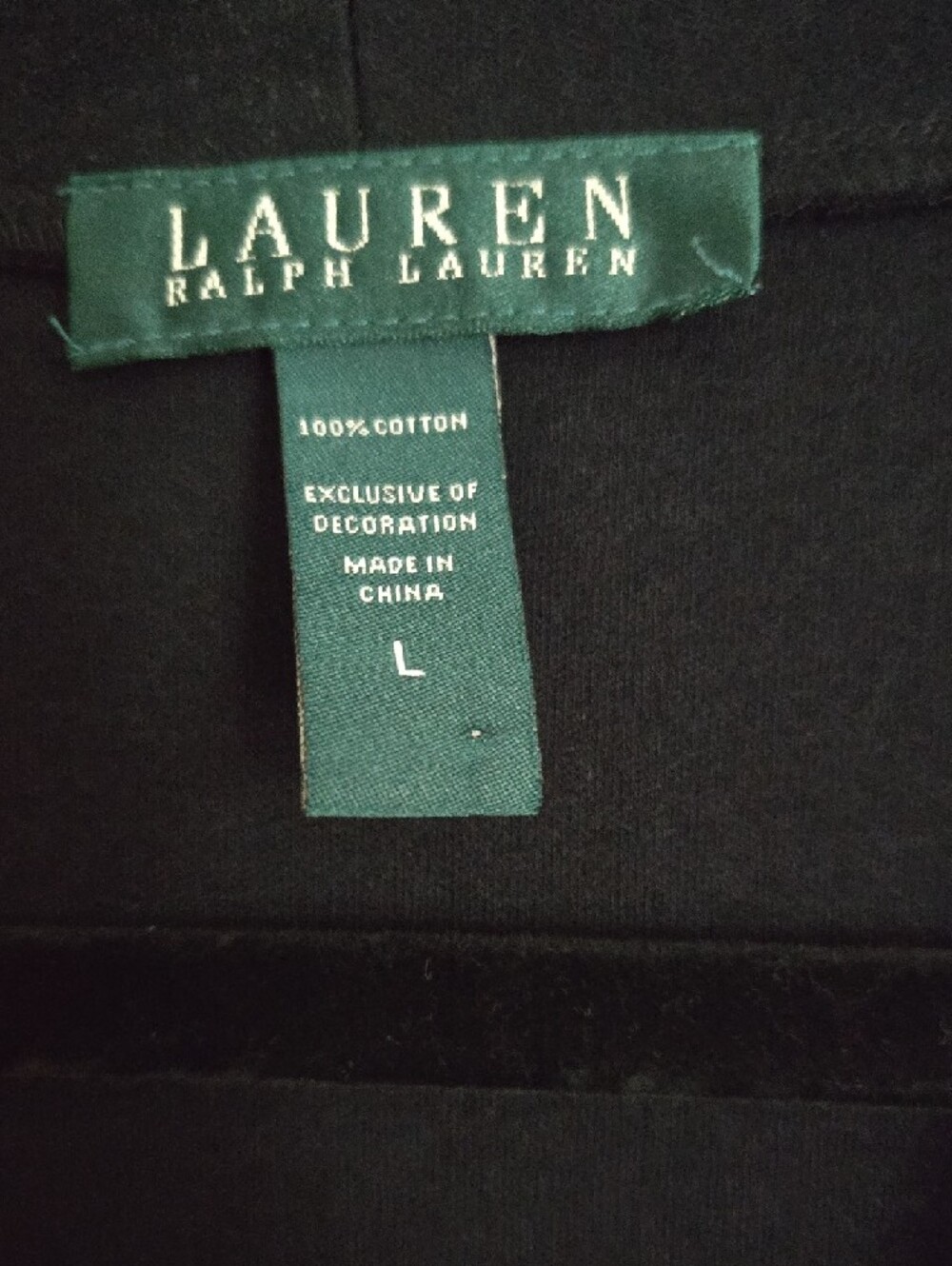 Lauren Ralph Lauren Black Long-Sleeve Polo-Style Sleepshirt with White Piping - Picture 2 of 6